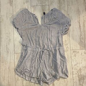 Universal Thread Blue and White Striped Womens One-Piece Romper